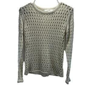 Forever 21 XXI Women’s Beige Open Knit Sweater Size Small Lightweight Boho